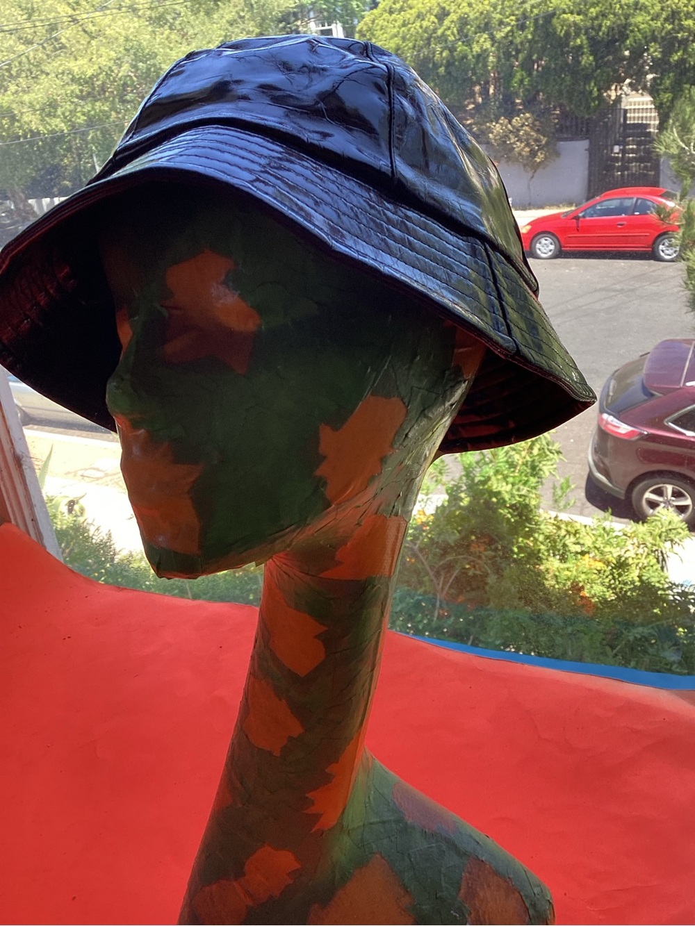 Vintage black plastic  bucket hat